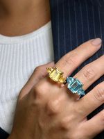 Anel Trio Citrino Ouro Amarelo 