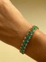 Pulseira Esmeralda e Diamante Ouro Amarelo