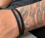 Bracelete Masculino Couro Preto.