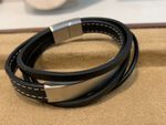 Bracelete Masculino Couro Preto 4 Voltas
