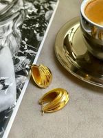 Argola Oval Frisada Ouro Amarelo 
