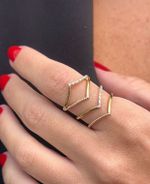 Anel 4 Aros Vazados com Diamante Ouro Amarelos