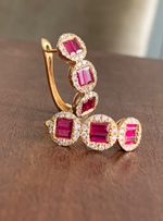 Meia Argola Rubi e Diamantes Ouro Amarelo
