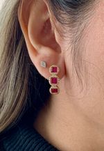 Meia Argola Rubi e Diamantes Ouro Amarelo