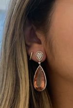 Brinco Gota Morganita e Diamante Ouro Branco