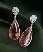 Brinco Gota Morganita e Diamante Ouro Branco