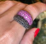 Anel 2 Aros Pavê de Rubi e Diamante Black em Ouro Black