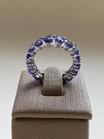 Meia Aliança Tanzanita Ouro Branco 