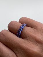Meia Aliança Tanzanita Ouro Branco 