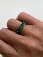 Meia Aliança Esmeralda Ouro Branco