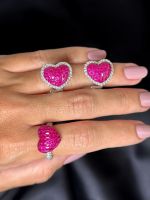 Anel Coração Rubi e Diamantes Ouro Branco.