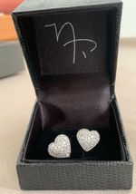 Brinco Coração Pavê Diamante Ouro Branco.