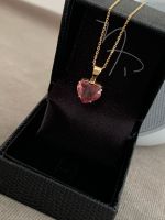 Pingente Coração Turmalina Rosa Ouro Amarelo.