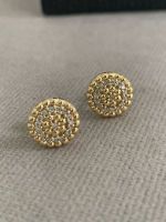 Brinco Redondo Bolinhas e Diamante Ouro Amarelo .