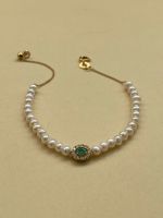 Pulseira Esmeralda, Diamante e Pérola Ouro Amarelo.