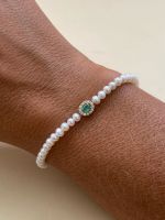 Pulseira Esmeralda, Diamante e Pérola Ouro Amarelo.