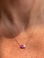 Colar Gota Rubi e Diamante Ouro Amarelo.