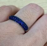 MEIA ALIANÇA SAFIRA AZUL OURO BRANCO.