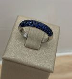 MEIA ALIANÇA SAFIRA AZUL OURO BRANCO.