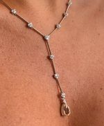 Colar Riviera Diamante Coração e Pingente Berilo Ouro Branco.
