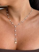 Colar Riviera Diamante Coração e Pingente Berilo Ouro Branco.