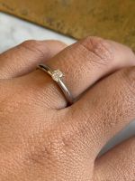 Anel Solitário Diamante 20 Pontos Ouro Branco.