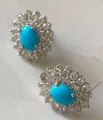 Brinco Turquesa e Diamante Ouro Branco