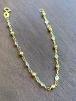 Pulseira Infantil Bolinhas e Topázio Branco  Ouro Amarelo