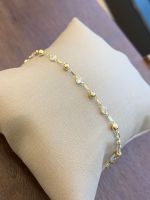 Pulseira Infantil Bolinhas e Topázio Branco  Ouro Amarelo