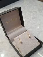 Brinco Topázio Branco e Pérola Ouro Amarelo