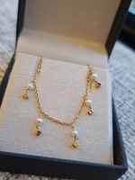 Pulseira Infantil Pérolas Pedras Brasileiras Ouro Amarelo