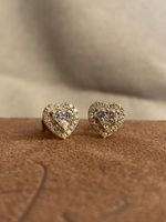 Brinco Coração Diamante Ouro Amarelo