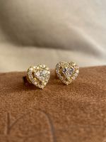 Brinco Coração Diamante Ouro Amarelo