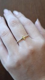 Anel Cruz Diamante Ouro Amarelo