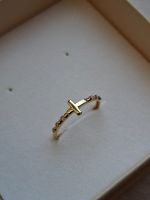 Anel Cruz Diamante Ouro Amarelo