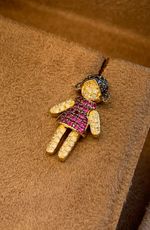 Pingente Menina Rubi Diamante Ouro Amarelo