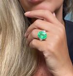 Anel  Turmalina Paraíba Verde e Diamante Ouro Branco 