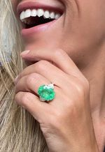 Anel  Turmalina Paraíba Verde e Diamante Ouro Branco 