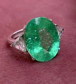 Anel  Turmalina Paraíba Verde e Diamante Ouro Branco 