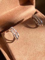 Brinco Argola Dupla Diamante Ouro Branco