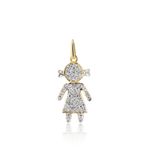 Pingente Menina Topázio Branco Ouro Amarelo