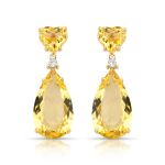 Brinco Berilo e Diamante Ouro Amarelo.