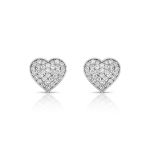 Brinco Coração Pavê Diamante Ouro Branco.