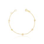 Pulseira Infantil Bolinhas Corrente Chapadinha Ouro Amarelo