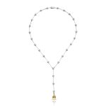 Colar Riviera Diamante Coração e Pingente Berilo Ouro Branco.