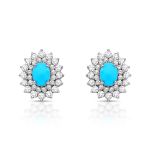 Brinco Turquesa e Diamante Ouro Branco