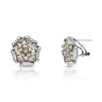Brinco Flor Diamante Ouro Branco.