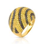 Anel Pavê Safira Amarela e Diamante Black Ouro Amarelo.