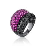 Anel 2 Aros Pavê de Rubi e Diamante Black em Ouro Black