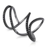 Anel Aros Articulados com Diamante Negro em Ouro Branco 18k  Banho de Ródio Negro